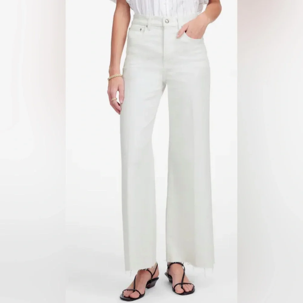 Madewell white flared wide-leg crop jeans - Picture 2 of 4